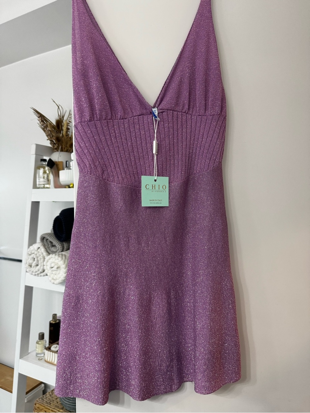 CHIO Metallic Lavender V-Neck Swim Coverup